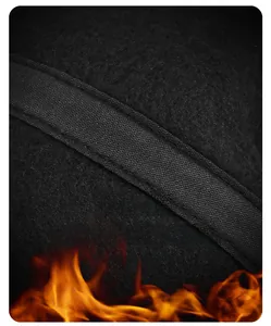 Macro detail of thick fleece lining for warmth and heat storage on winter beanie hat