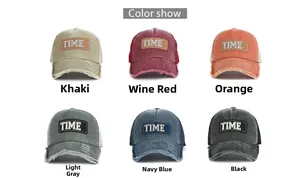 Distressed vintage trucker hats with TIME 1966 embroidery in six different colors
