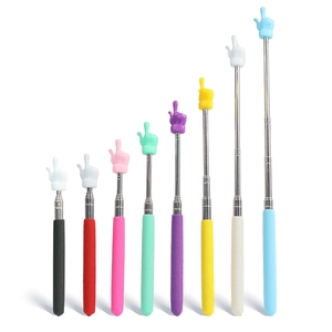 Retractable stainless steel teaching pointers with finger tip in multiple colors