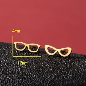 Minimalist gold sunglasses stud earrings for women with 12mm width and 4mm height dimensions