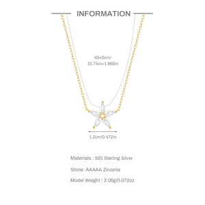 925 Sterling silver flower necklace with marquise-cut zircons and gold plating