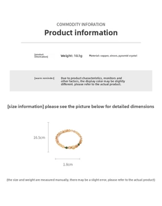 Spécifications du bracelet en cristal jaune avec matériaux en cuivre et zirconium