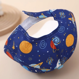 Navy blue pet baseball cap with space galaxy prints and ear holes for small dogs and cats