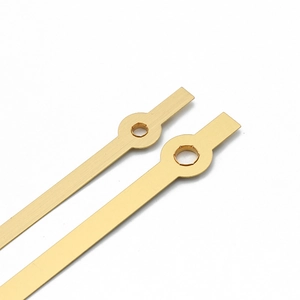 Golden brushed aluminum clock hands with copper hole, hour and minute pointer set