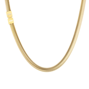 8mm gold snake bone chain necklace in polished titanium steel for men with wave texture