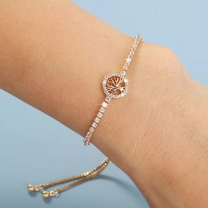 Trendy Luxury Tree Of Life Gold Bracelet For Women Adjustable Micro Pave Rhinestone Charm Bracelet Fashion Jewelry Gift