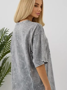 Damen Oversize-T-Shirt aus Baumwolle in Acid-Wash-Grau im Vintage-Streetwear-Stil