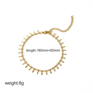 18k gold plated stainless steel bracelet with textured rectangular links and lobster clasp