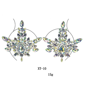 XT-10 resin chest gem stickers with 15g iridescent laser gems for festival parties