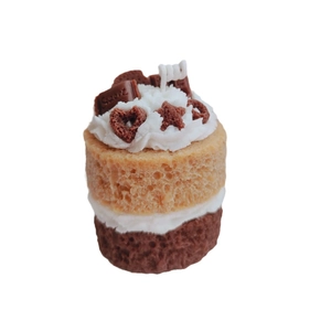 Realistic double-layer chocolate cake scented candle with Sweet lettering decoration