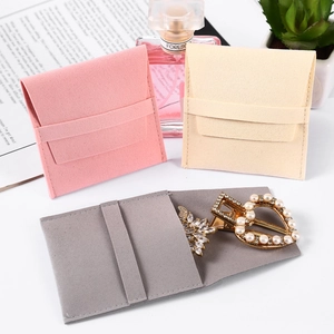 Microfiber Jewelry Pouch Velvet Storage Bag Envelope Flip Drawstring Small For Ring Necklace Earring Accessory Organizer