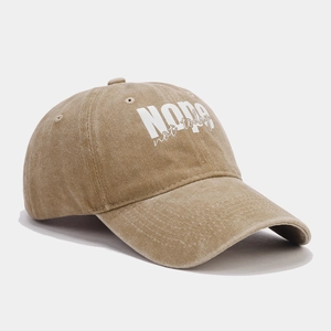 Vintage khaki cotton baseball cap featuring NOPE not today embroidery for outdoor sun protection