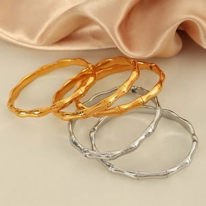 Minimalist Titanium Steel Bamboo Knot Bangle For Women Gold Silver Plated Retro New Chinese Style Bamboo Texture Bracelet Jewelry