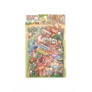 Cartoon deco stickers featuring cat pottery studio scene for DIY journal scrapbooking