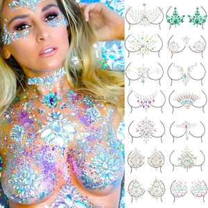 Chic acrylic body gems and face crystal rhinestones set in fourteen assorted colorful styles