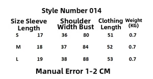 Detailed size chart for women's knit jacket with sleeve, shoulder, chest, and length info