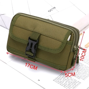 Vertical green nylon belt pouch with dimensions 17x10x5cm for outdoor and tactical use
