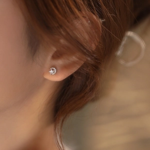 Sparkling S925 sterling silver moon and star stud earrings with zircon for women
