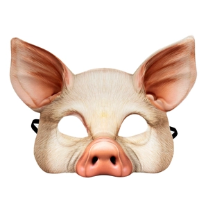 Realistic pig half-mask for Halloween and Mardi Gras parties with elastic strap
