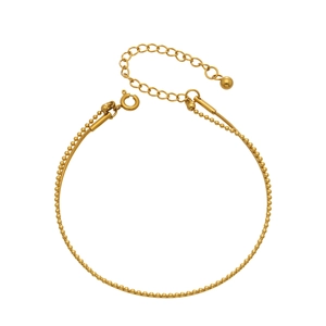 Double-layered 18k gold plated stainless steel snake and bead chain bracelet with clasp