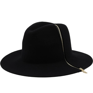 Vintage Wool Bucket Hat For Men Women Fashion Metal Zipper Decor Winter Warm Wide Brim Fedora Basin Hat Casual Outdoor Cap