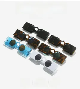 Selection of five stylish rectangle frame sunglasses with round lenses in various colors