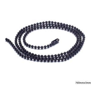 760mm matte black stainless steel bead chain necklace with 3mm round balls