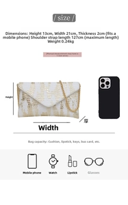 Detailed size and capacity info for the crocodile pattern envelope shoulder bag