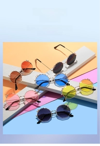 Détails des lunettes de soleil en métal pour enfants en six coloris acidulés