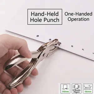 Single Hole Puncher Manual Metal Handheld Paper Punch For School Office Binding DIY Scrapbooking Round Hole Novelty