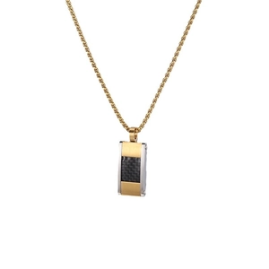 Collier style italien en fibre de carbone avec pendentif rectangulaire tricolore