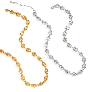 Minimalistische 18K Gold- und Silber-Schweinenasen-Halskette aus hochwertigem Edelstahl