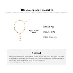 Detailed view of 48cm gold irregular pea pendant necklace with product dimensions and weight