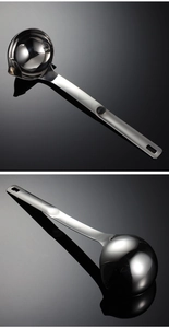 Macro shot of SUS304 stainless steel oil separator ladle with a specialized pouring spout