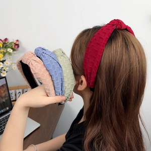 Bubble texture knotted headband for women in red, pink, blue and green stylish colors