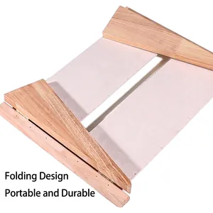 Portable wooden double-row jewelry stand with folding design for necklace storage