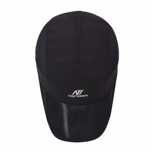 Lightweight black mesh sports cap with breathable design and narason logo print