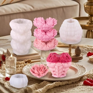 Stampo Per Candele A Forma Di Rosa In Silicone Alimentare Rilievo 3D Fai Da Te Sapone Aromatico Resina Valentine's Day