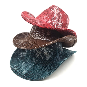 Chapeau De Cowboy Western Motif Serpent Métallique Large Bord Similicuir Rétro Mode Extérieur Fedora