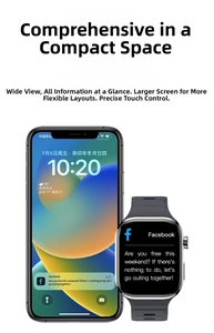 Close-up of smart watch displaying social message notifications with a smartphone