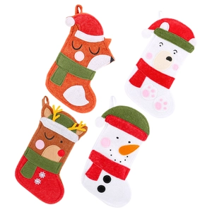 Christmas stocking set featuring fox, polar bear, reindeer, and snowman felt characters