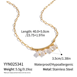 Tableau détaillé des tailles pour collier vintage en acier et perles d'eau douce