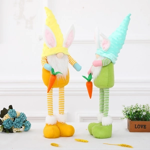 Easter gnome plush doll set with tall hats and carrots for holiday home decoration