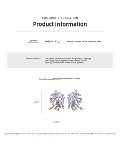 Detailed size and weight specs for gold plated fireworks pearl earrings with dimensions