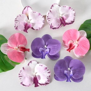 Teste di orchidee artificiali viola e rosa per fermagli per capelli e decorazioni nuziali