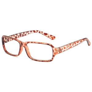 Retro square leopard print eyeglass frames with a stylish 45-degree angled profile view