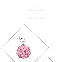 Close-up of pink crystal shamballa ball earrings with sparkling pave rhinestones