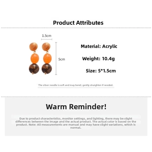 Detail view of acrylic tortoiseshell drop earrings with silver pins and 10.4g weight info