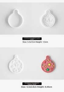 Detail of Christmas penguin snow globe cookie cutter and stamper with size specifications
