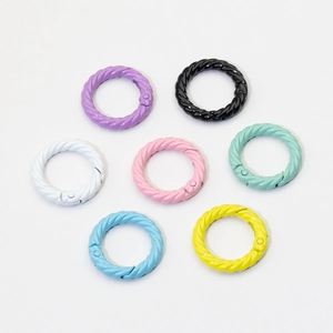 Colorful twisted alloy spring gate rings set for DIY keychains and jewelry making